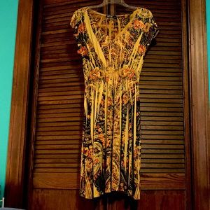 Apt. 9 floral/paisley print ladies dress, size L. 94% polyester, 6 % spandex.